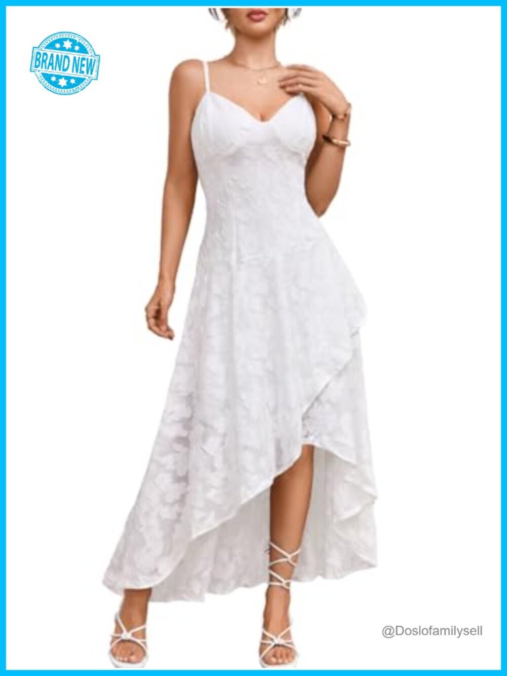 High Low Flowy Midi Dress Formal Wedding Cocktail Jacquard
